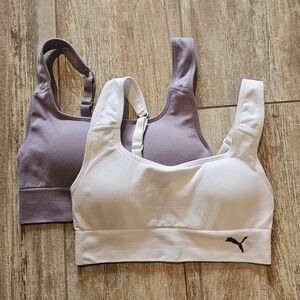 Puma Women's White and Purple Sports Bras